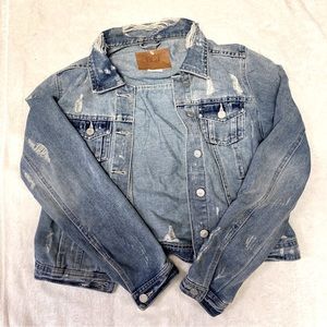 Distressed denim jacket size medium